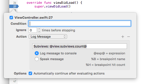 Breakpoint Options Popup