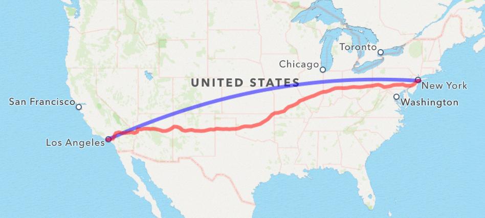 MKGeodesicPolyline on an MKMapView compared to MKDirections Polyline